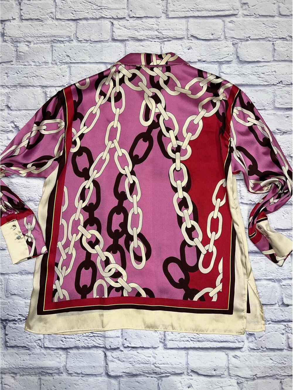 Zara  Pink-multicolor chain print top size small - Picture 6 of 9